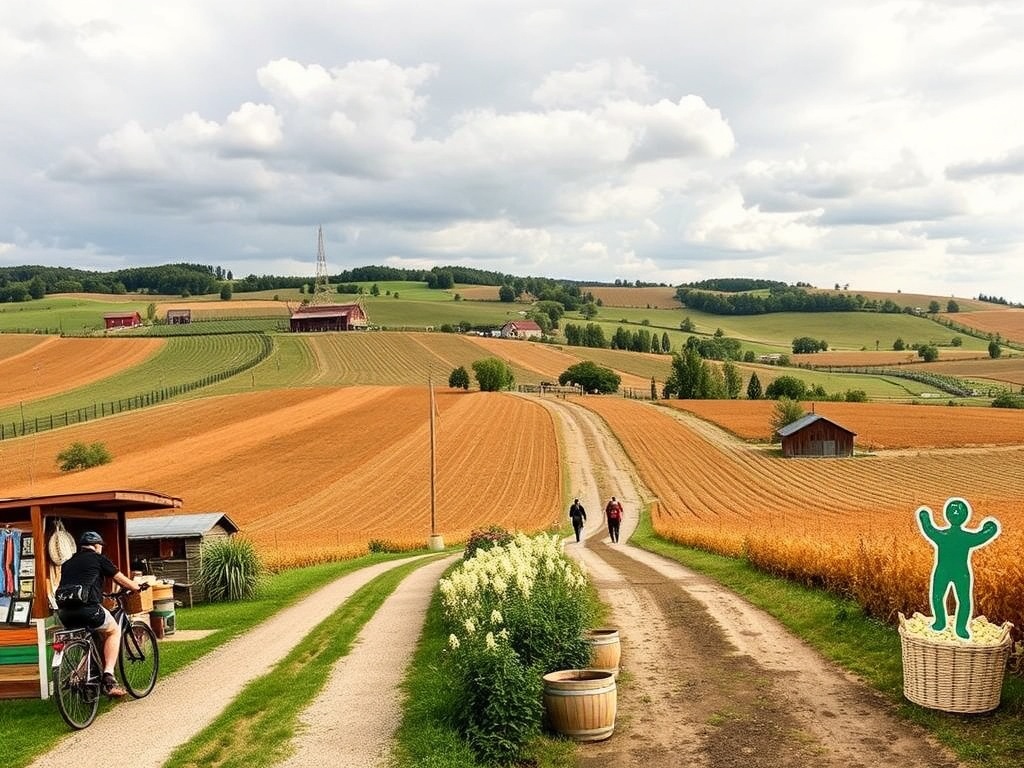 collage of Vars local life farm stands cycling quiet roads coffee countryside lifestyle