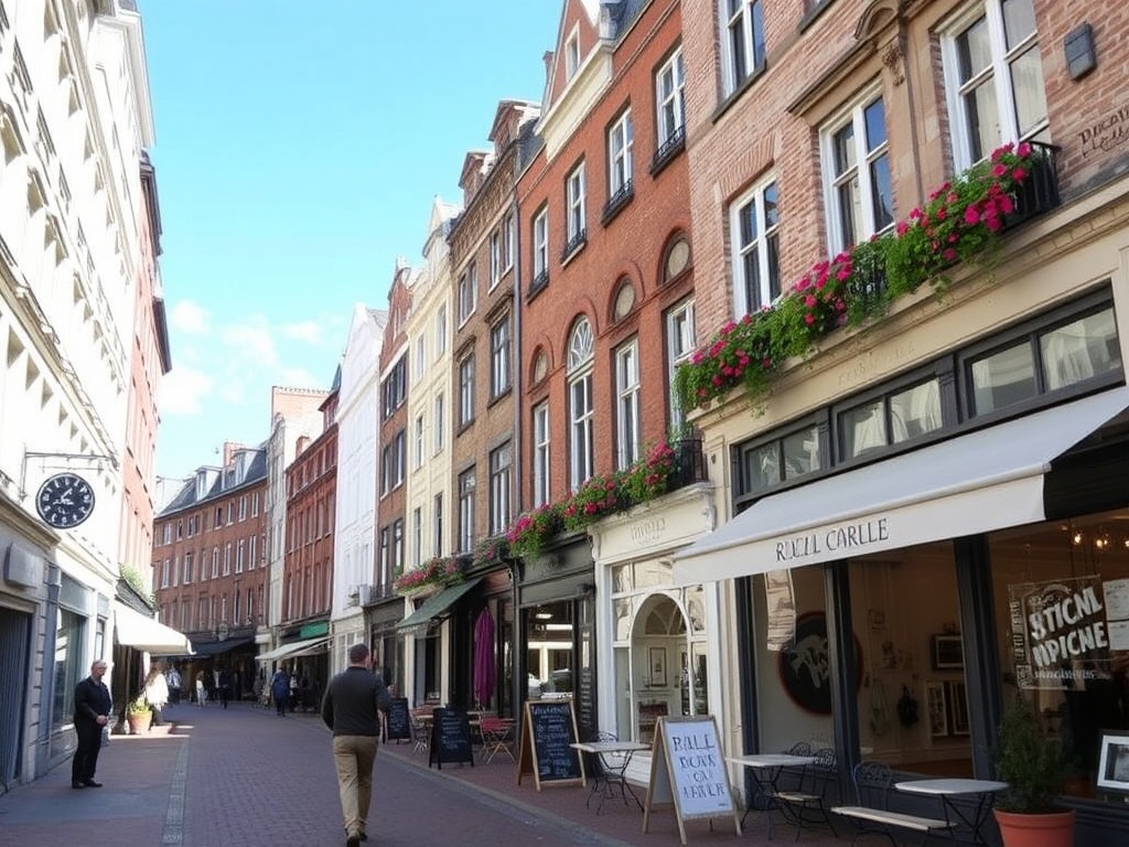 charming Rue St-Charles street with boutiques and cafes