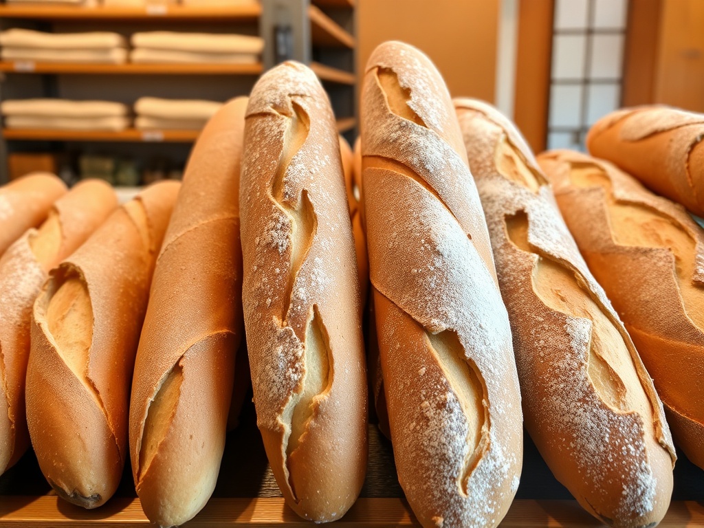 freshly baked baguettes at Boulangerie Vaudreuil