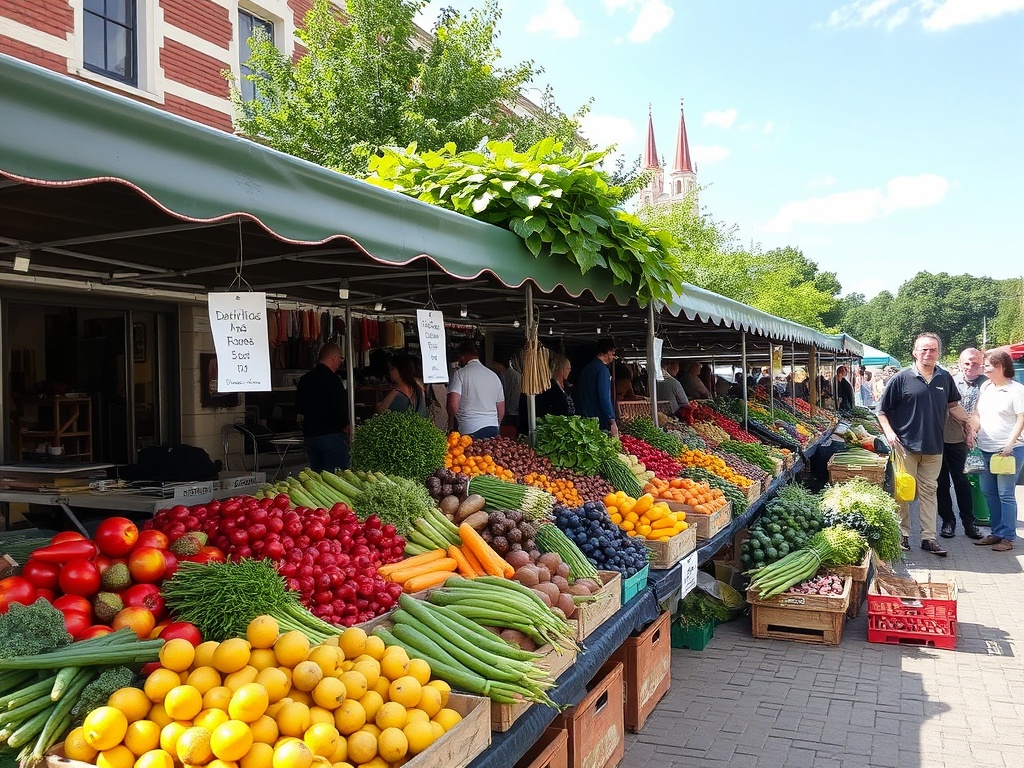 local farmers market with fresh produce at Place du Marché
