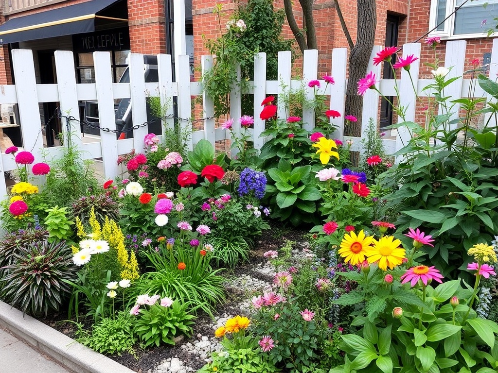 secret garden with flowers and plants in downtown Vaudreuil-Dorion