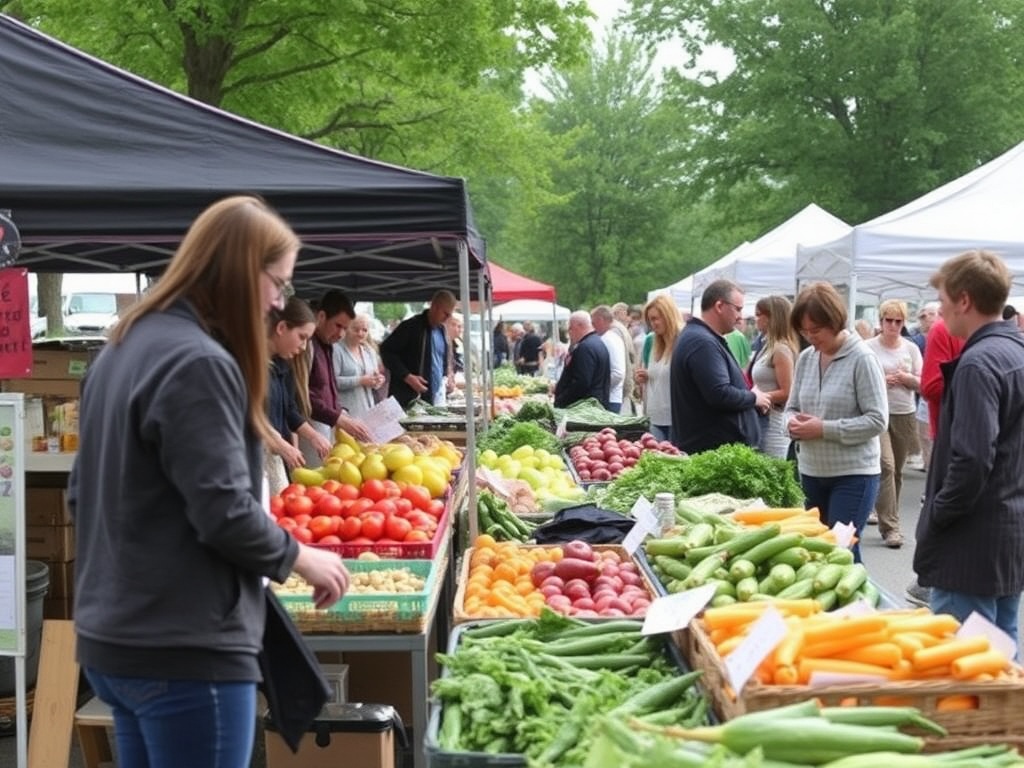 Victoriaville weekend market, local vendors, fresh produce, community gathering Quebec