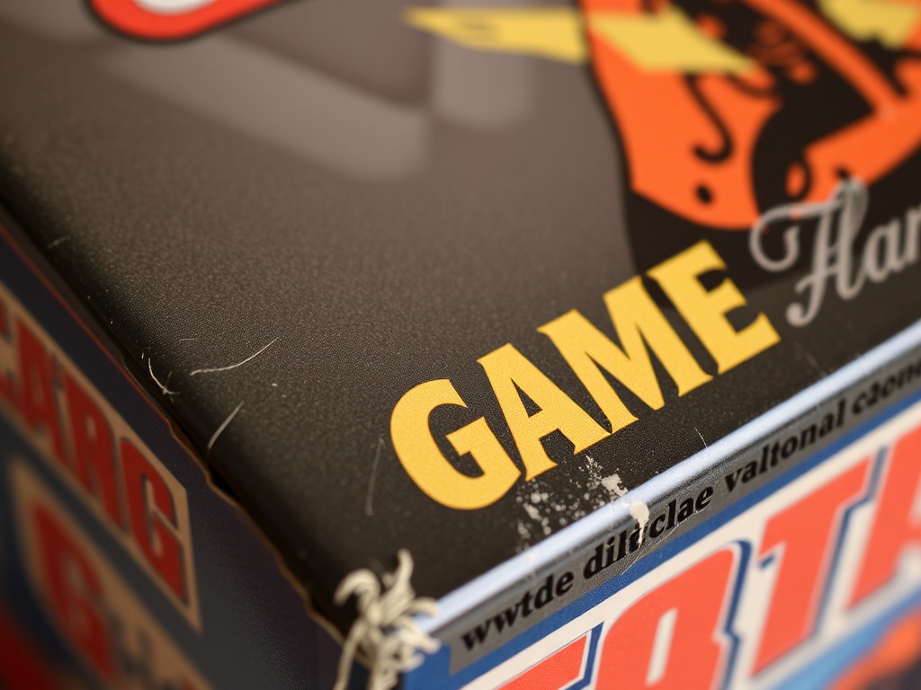 Close-up of genuine vintage game packaging