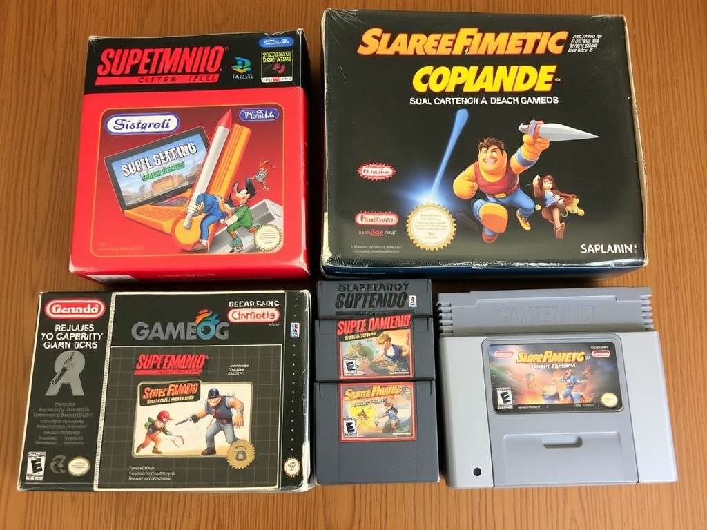 Rare vintage game cartridges and boxes