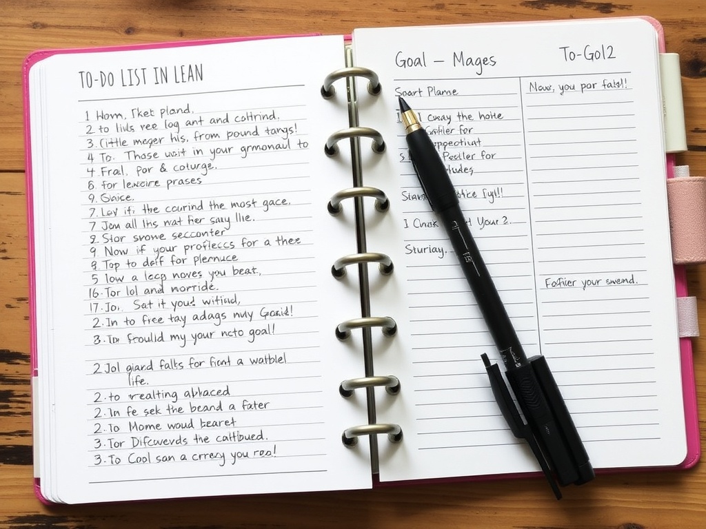 A planner with a to-do list and goal-setting notes.