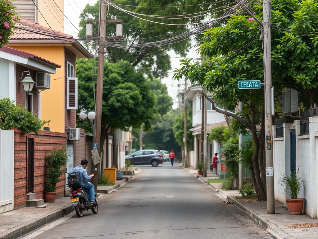 quiet neighborhood street with subtle daily life, repeated scenes showing familiarity growing