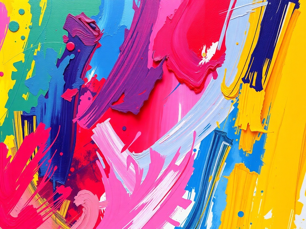 vivid, colorful brush strokes, blending art