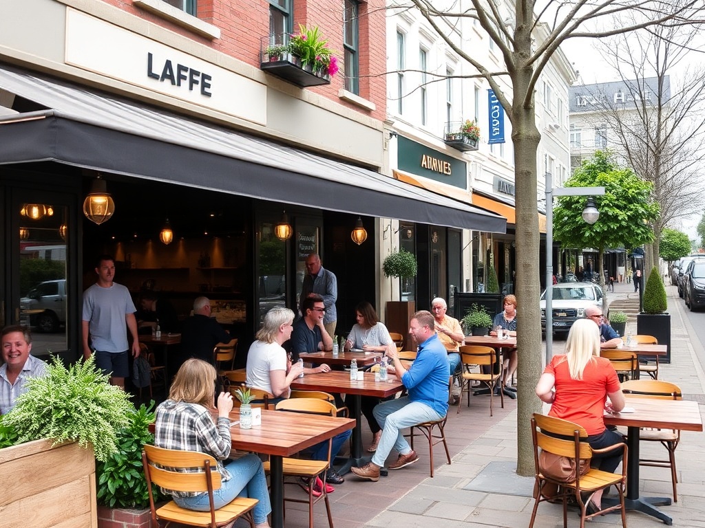 Wellington West dining scene, outdoor seating, busy local cafe