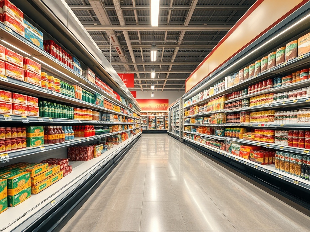 empty grocery store aisle early morning