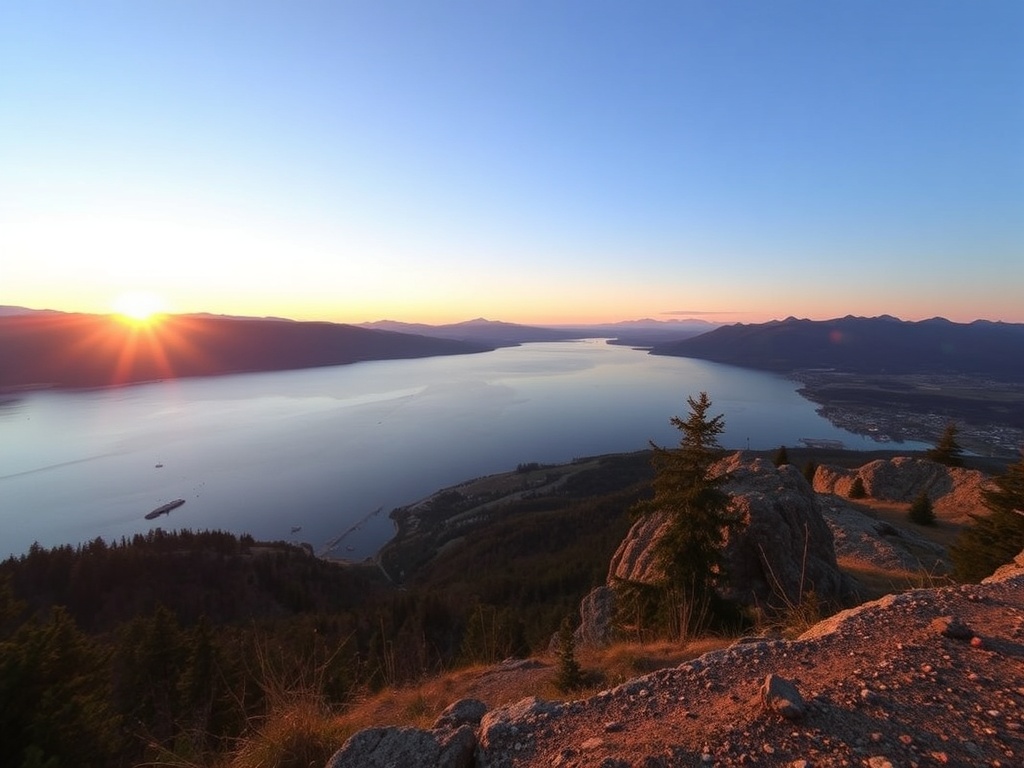 hidden scenic viewpoint overlooking Okanagan Lake at sunset
