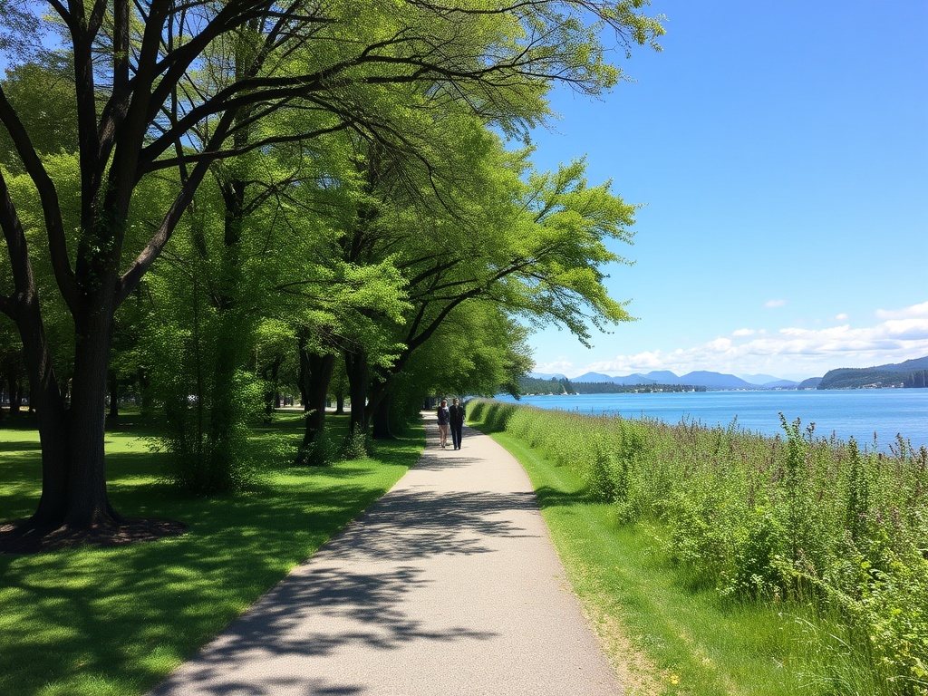 Kalamoir park walking trail with lake glimpses and trees, everyday casual walk