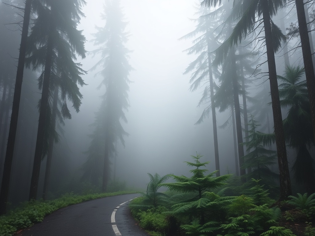rainy Whistler forest mist peaceful moody scene