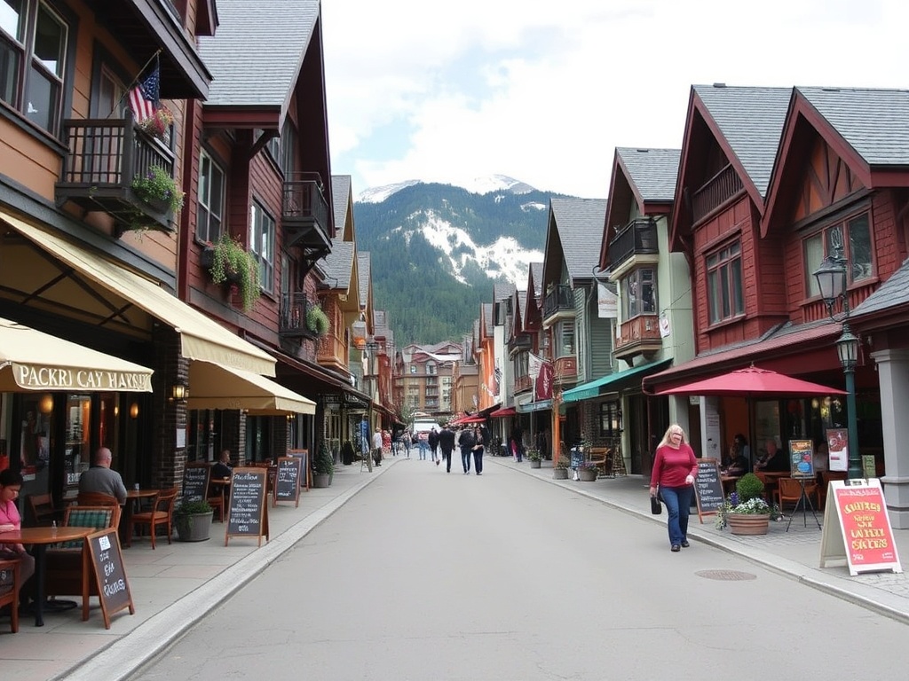 Whistler side streets quiet cafes small shops local vibe compared to busy main village