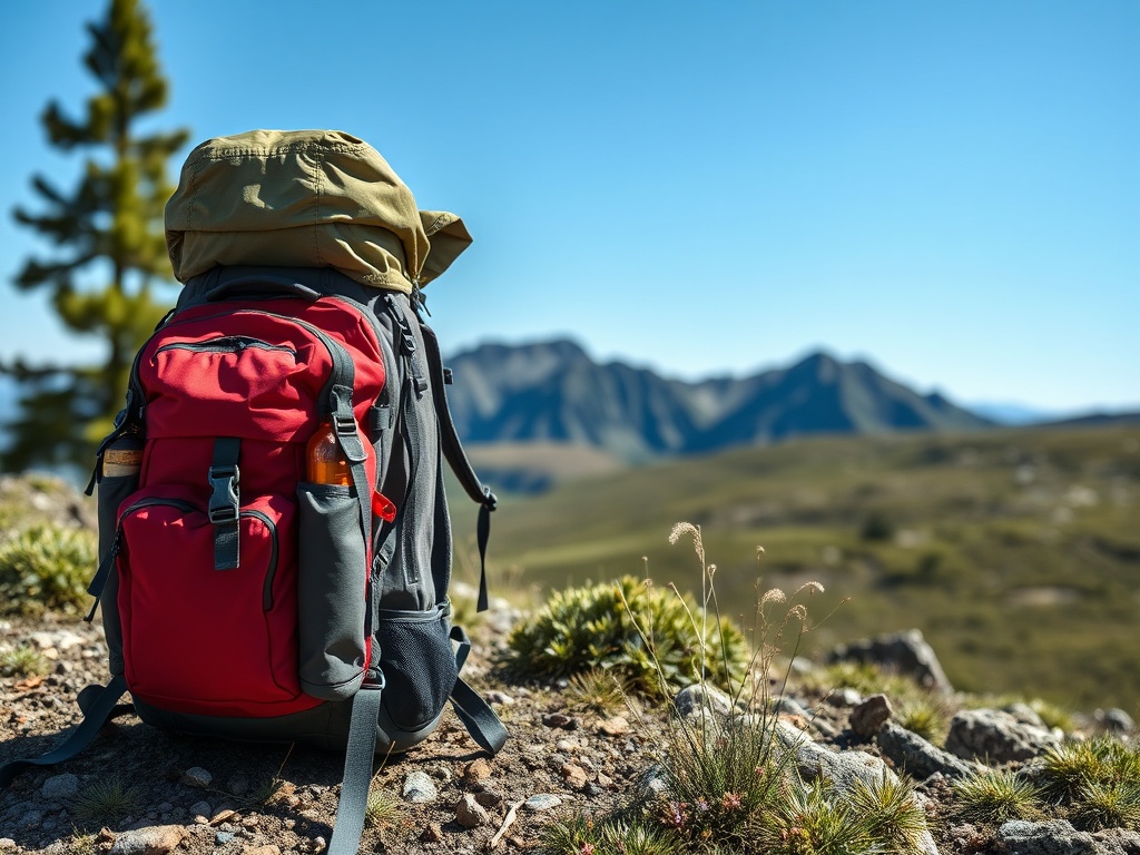 packed hiking backpack with gear