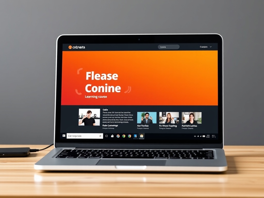 Laptop showing a free online learning course on the screen