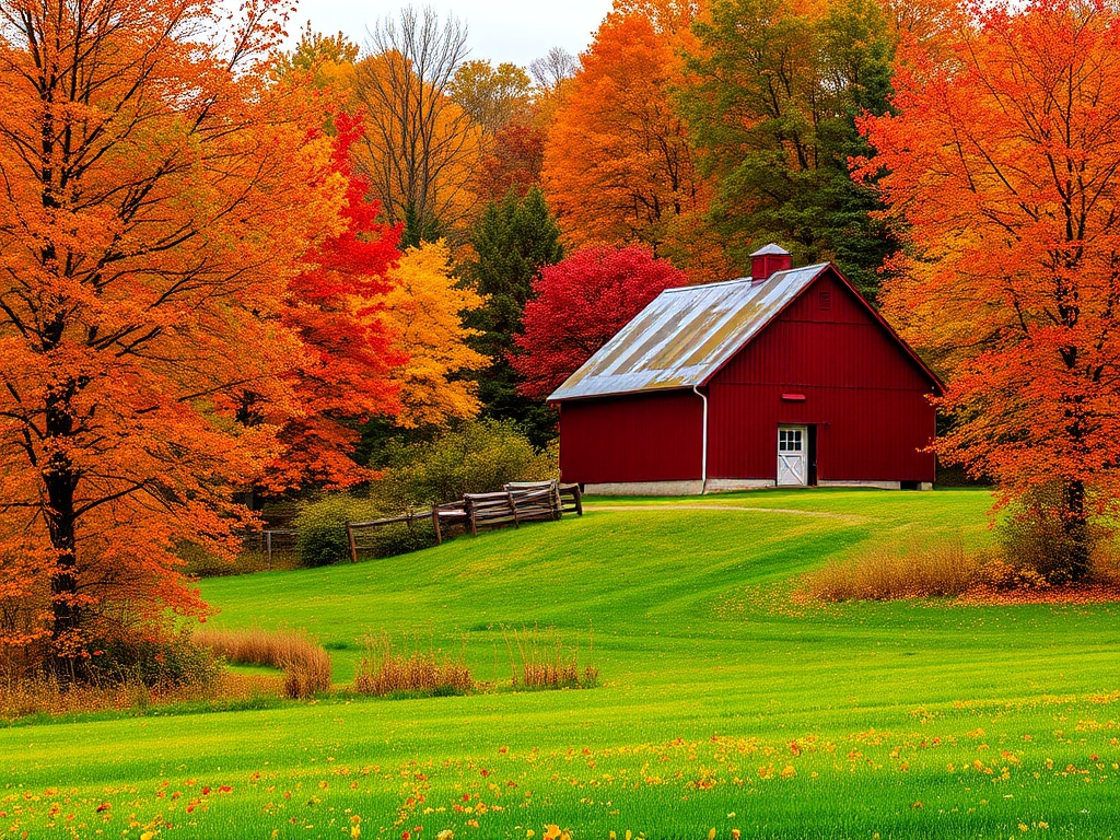 fall colors Woolwich countryside vibrant leaves red barn scenic Ontario autumn