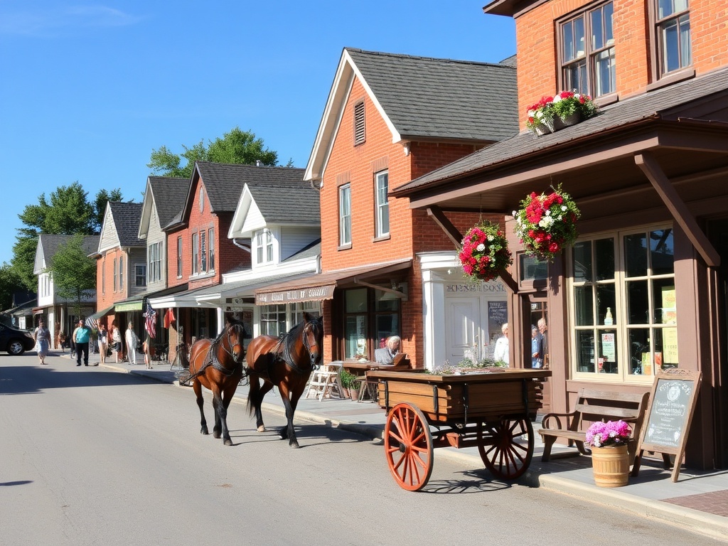 St Jacobs village streets Ontario quaint shops horse buggy Mennonite culture daytime