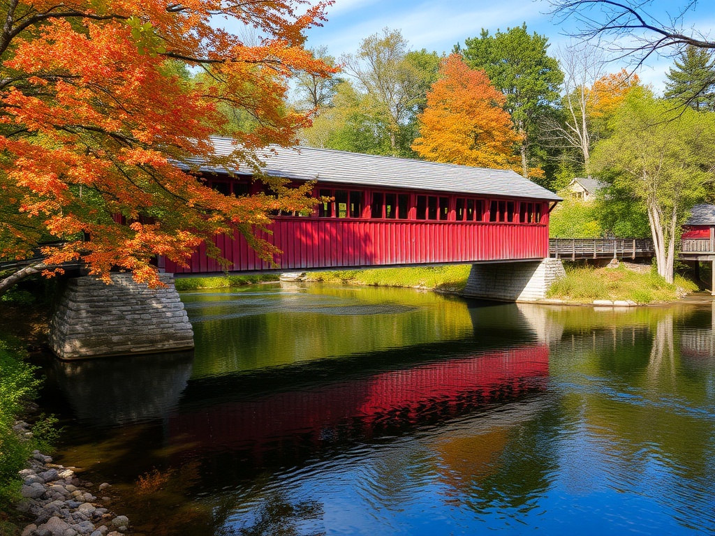 West Montrose covered bridge red historic Ontario bridge Grand River scenic trees