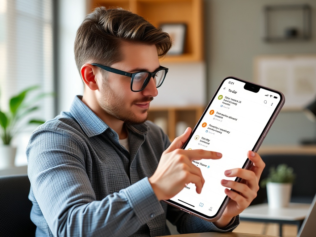 professional managing time with a to-do list and calendar app