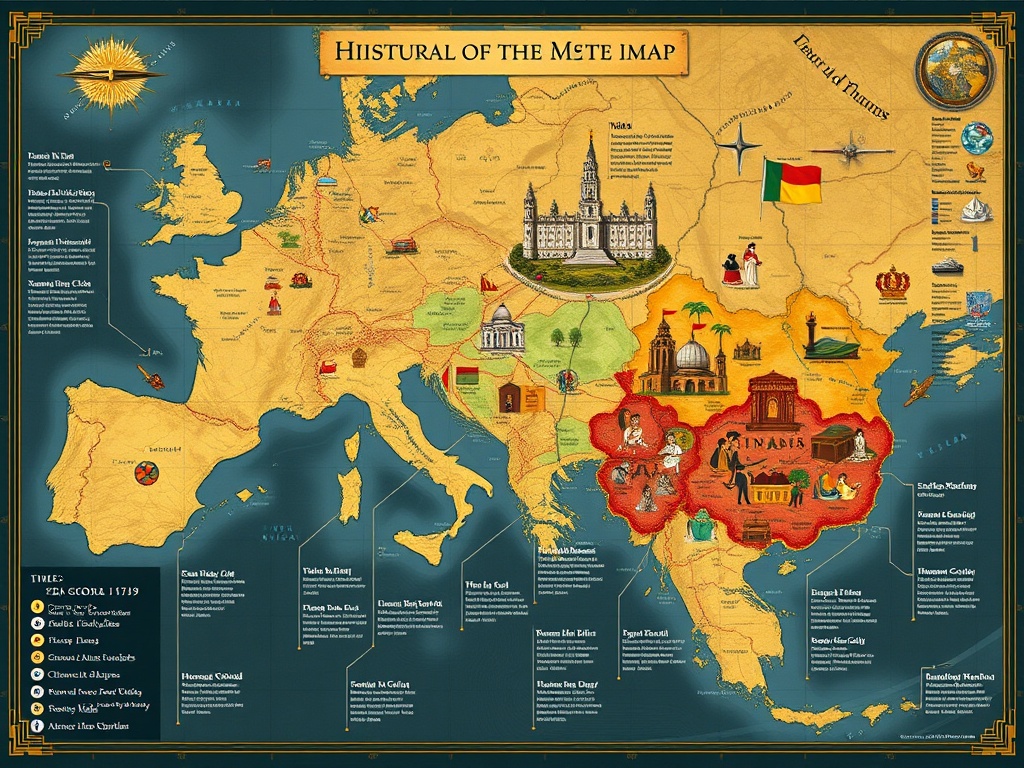a detailed historical map showing cultural milestones through time