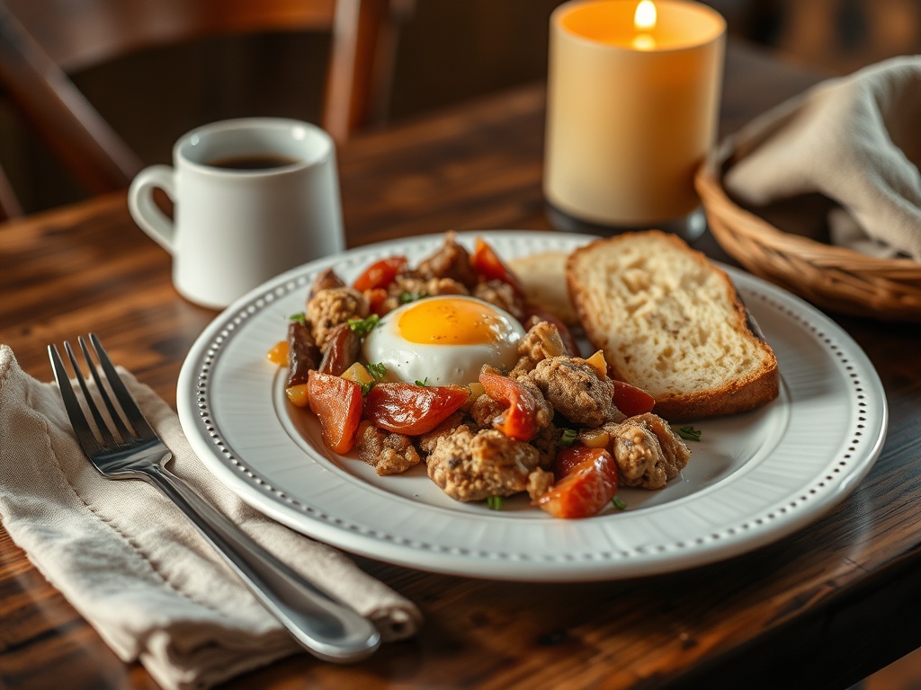 prairie comfort food plate hearty meal rustic table warm tones