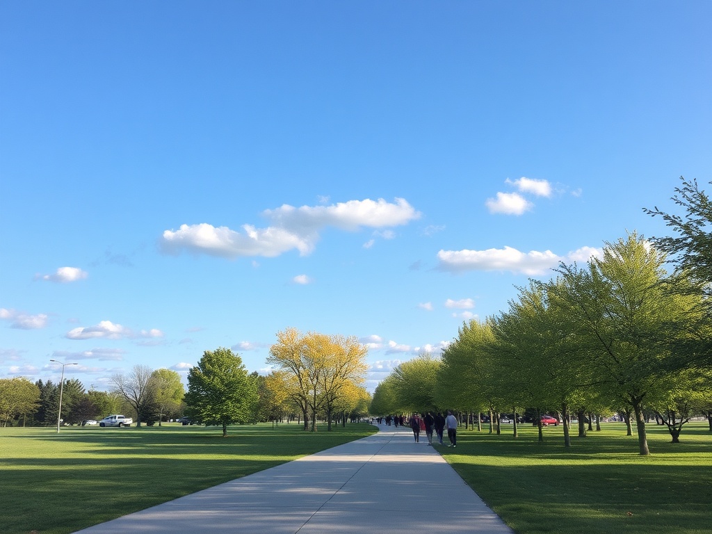 Yorkton park or recreation area people walking trees wide prairie sky