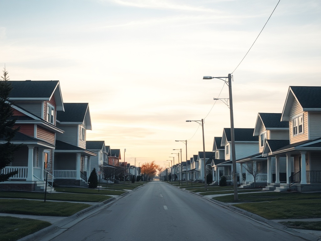 quiet residential street yorkton houses prairie town wide sky peaceful midday
